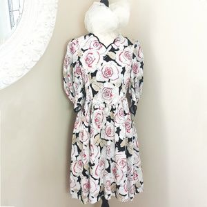 Japanese 1970s Vintage Floral Printed Cotton Dress